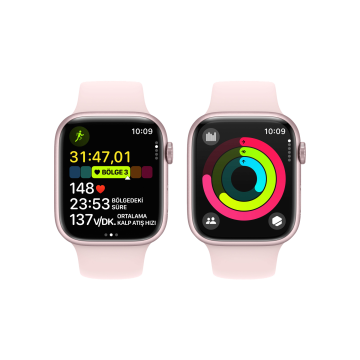 Apple Watch Series 9 GPS 41mm Pembe Alüminyum Kasa ve Uçuk Pembe Spor Loop Kordon Akıllı Saat