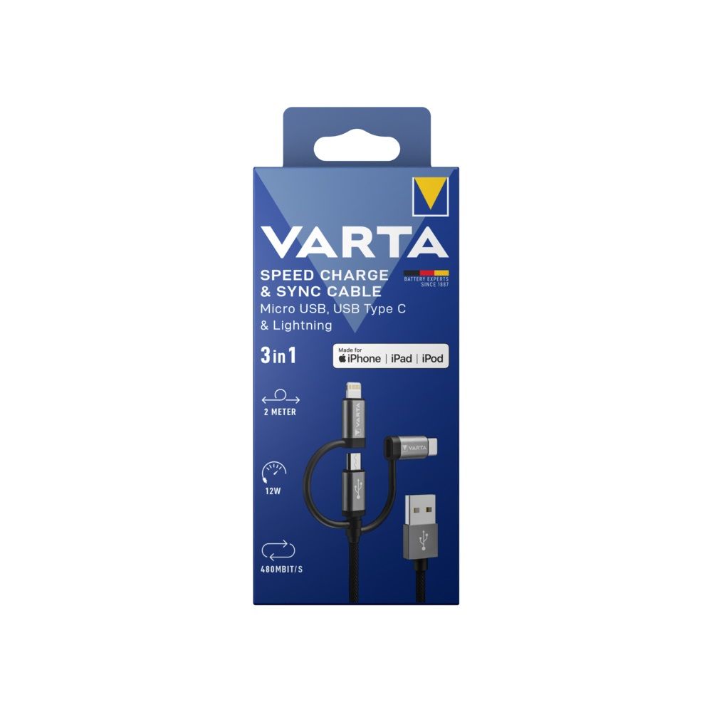Varta Kablo 3in1 Usb A Lightening /Micro/Typec