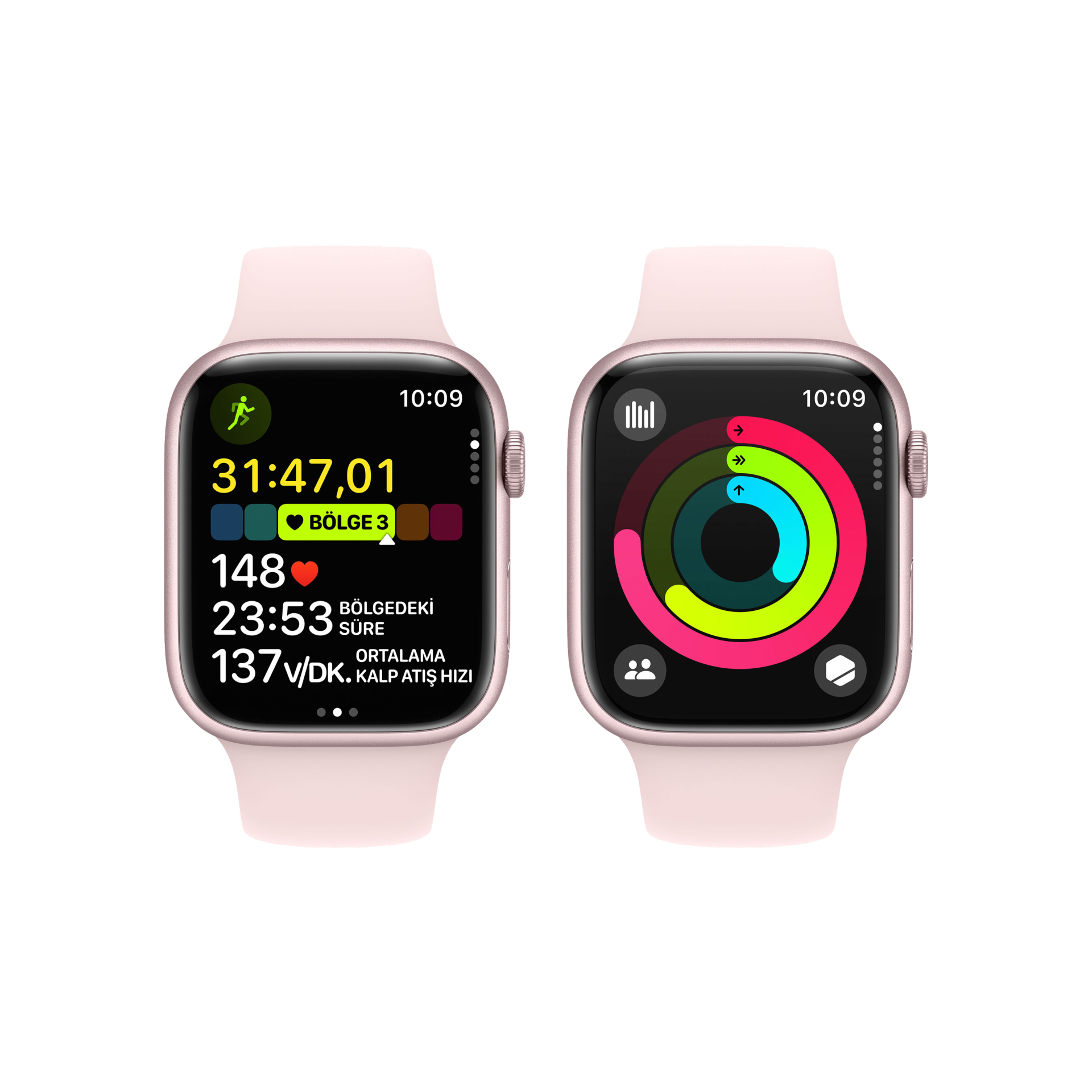 Apple Watch Series 9 GPS 41mm Pembe Alüminyum Kasa ve Uçuk Pembe Spor Loop Kordon Akıllı Saat