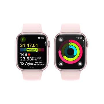 Apple Watch Series 9 GPS 41mm Pembe Alüminyum Kasa ve Uçuk Pembe Spor Loop Kordon Akıllı Saat