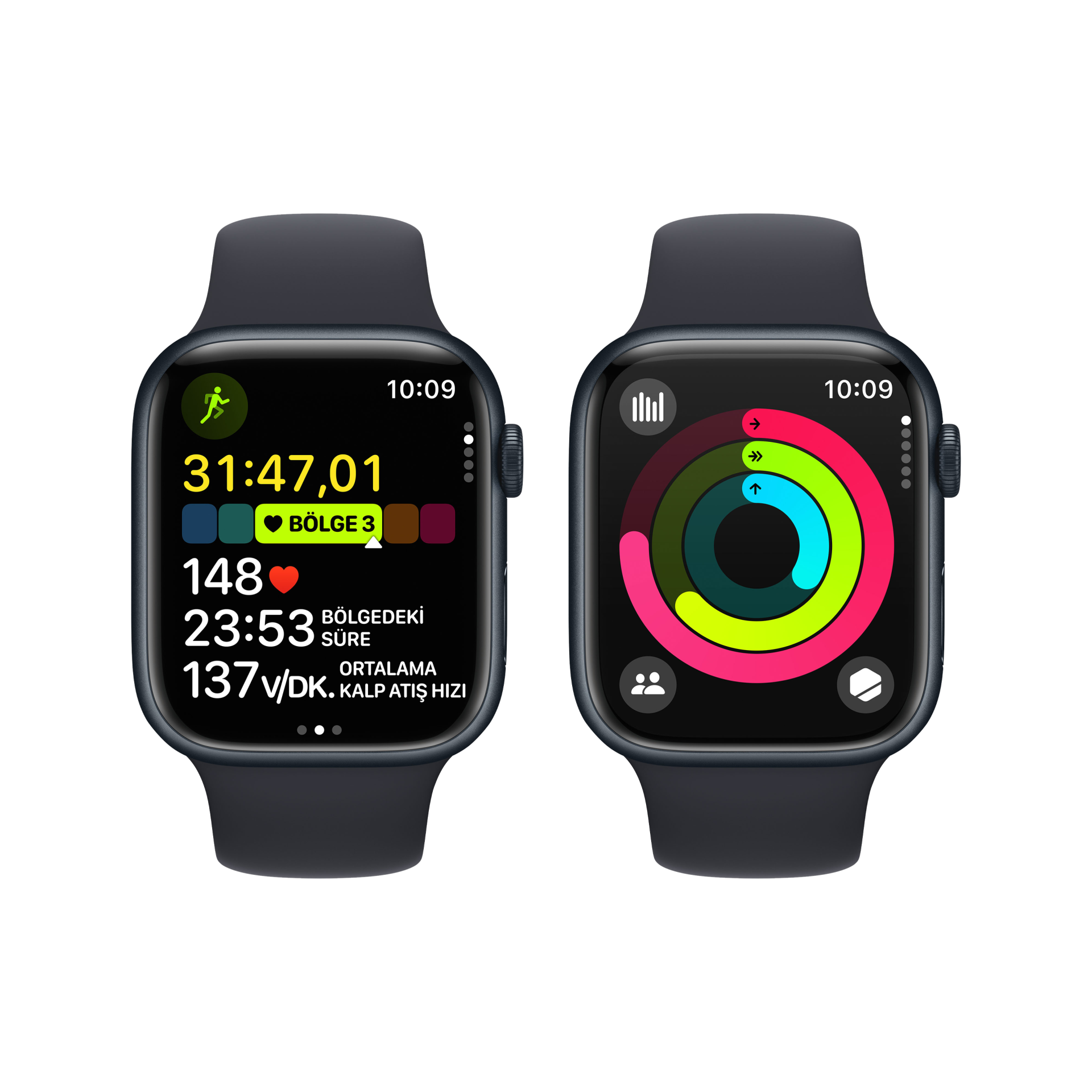Apple Watch Series 9 GPS 41mm Gece Yarısı Alüminyum Kasa ve Gece Yarısı Spor Kordon Akıllı Saat
