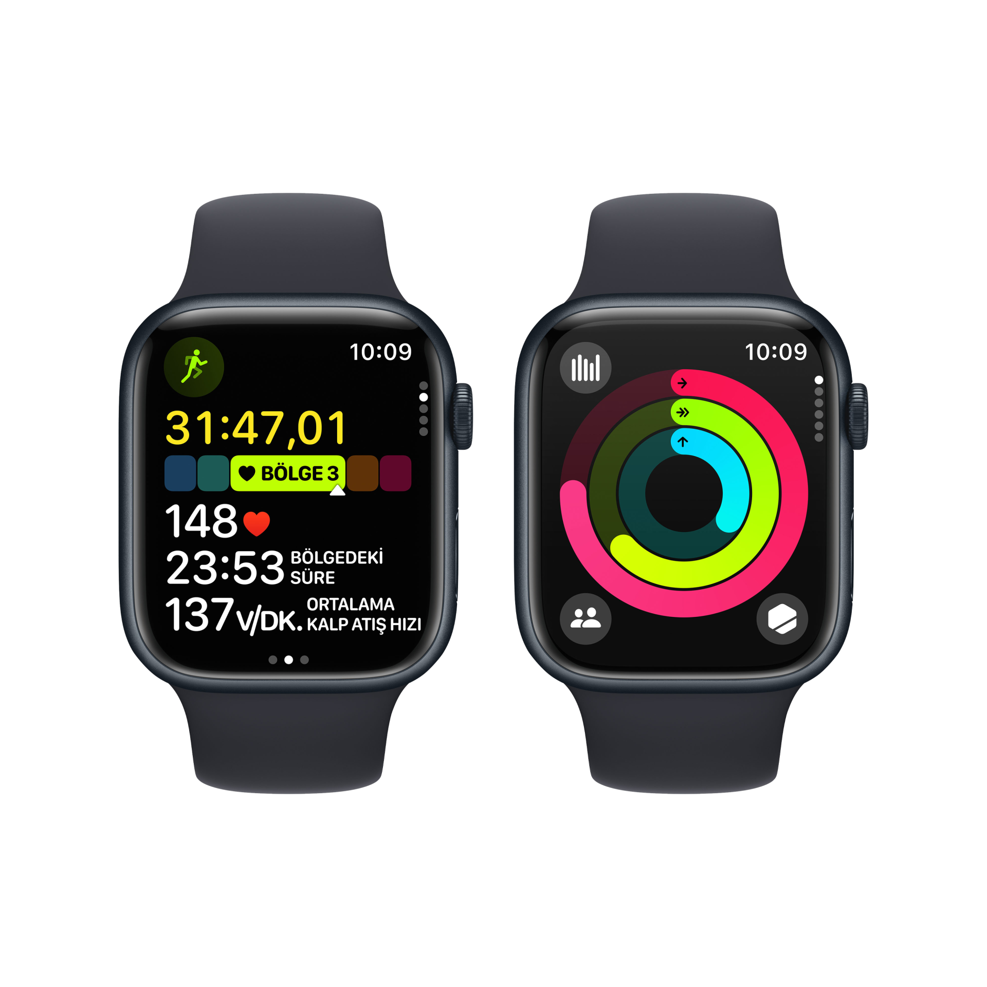 Apple Watch Series 9 GPS 41mm Gece Yarısı Alüminyum Kasa ve Gece Yarısı Spor Kordon Akıllı Saat