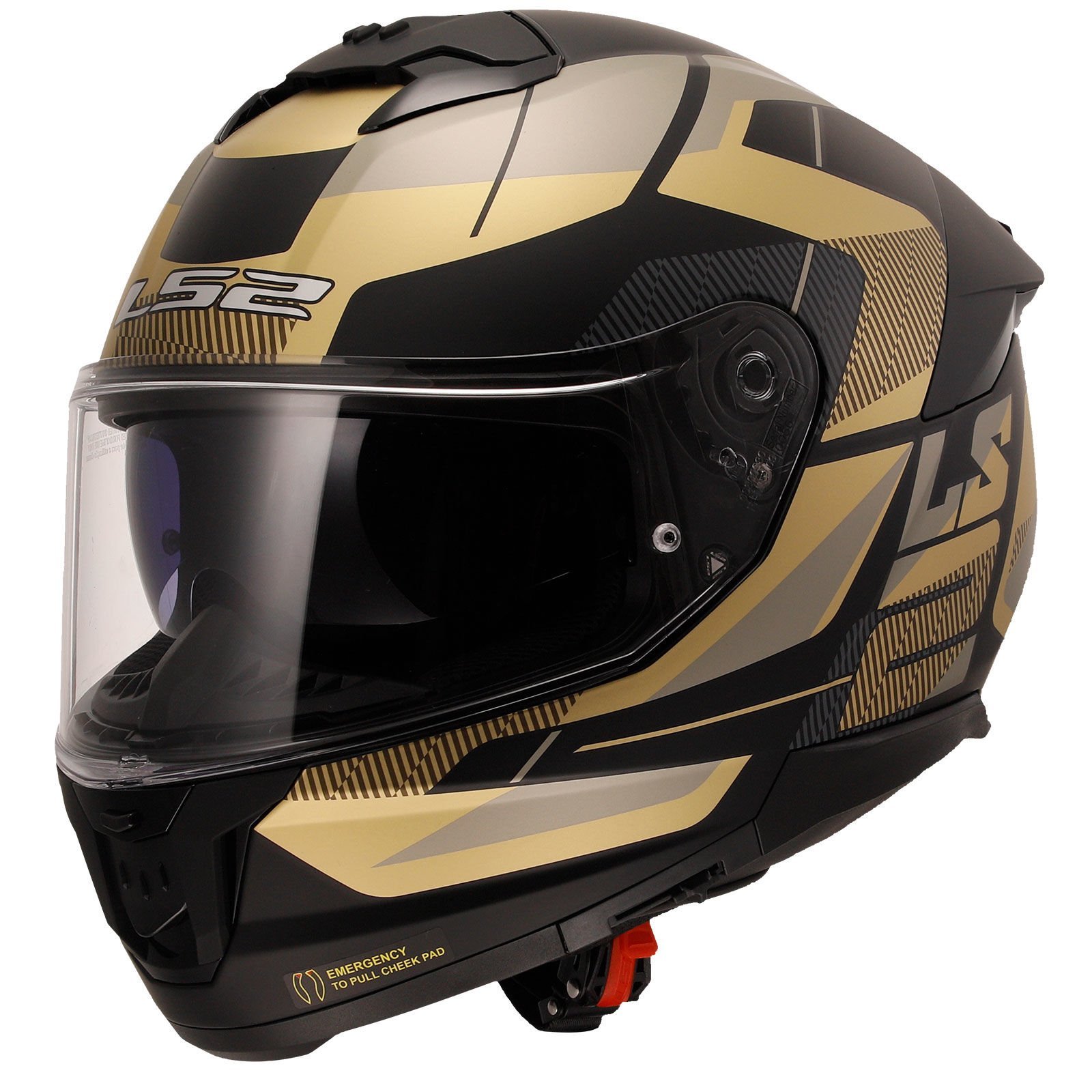 LS2 Stream 2 Road Mat Siyah Gold Full Face Motosiklet Kaskı